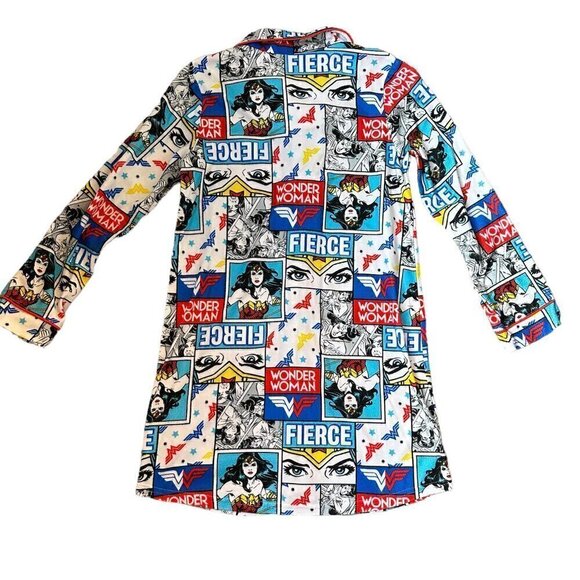 DC Wonder Woman Super Hero Girls Button Up Nightgown Girls Size 10 - Picture 2 of 5